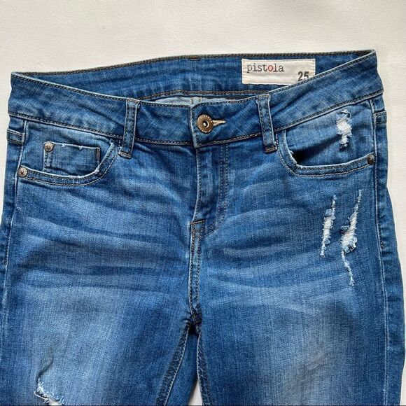 Pistola | Factory Distressed mid Rise Skinny Jeans - Picture 2 of 6